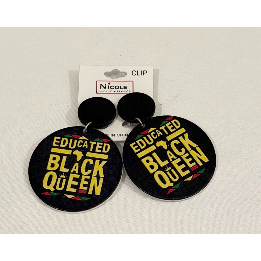 Nicole Purest Essence Educated Black Queen Clip-On Earrings